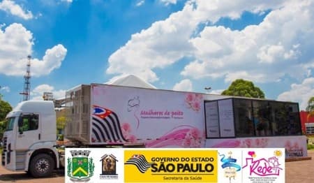Carreta de prevenção ao Câncer de Mama "Mulheres de Peito", na Casa de Maria, em Santa Bárbara