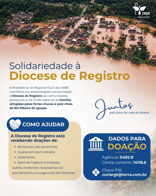 Regional Sul 1 da CNBB mobiliza ajuda para atingidos por enchentes no Vale do Ribeira