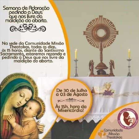 Comunidade Missão Theotokos fará vigília de oração contra a descriminalização do aborto