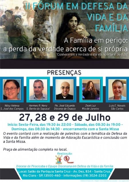 Diocese promove 2º Fórum em Defesa da Vida e da Família