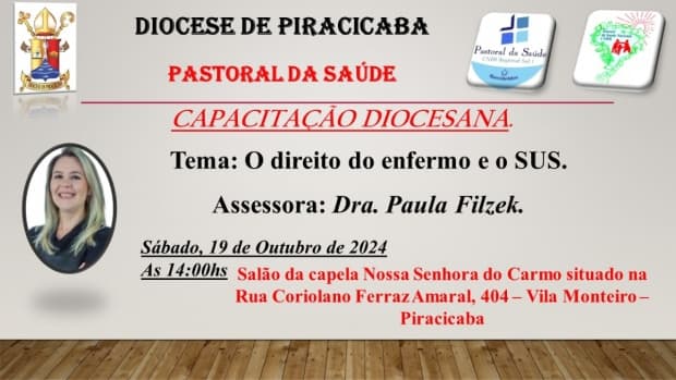 Pastoral da Saúde realiza capacitação diocesana sobre "O direito do enfermo e o SUS"