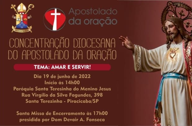 Concentração Diocesana do Apostolado da Oração ocorre dia 19, em Piracicaba
